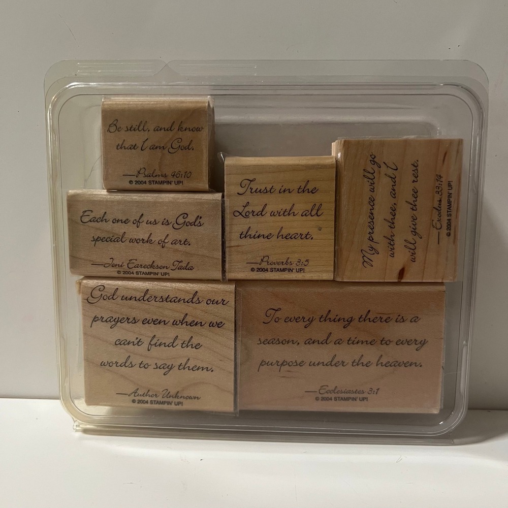 Stampin Up 2004 Words of Wisdom Wood Mount Rubber Stamps Set of 6 Bible Verse